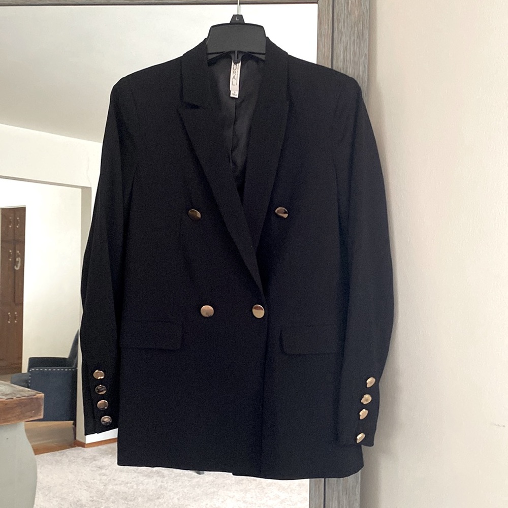 Mural, S, single button blazer, gold button detail, tailored fit!
